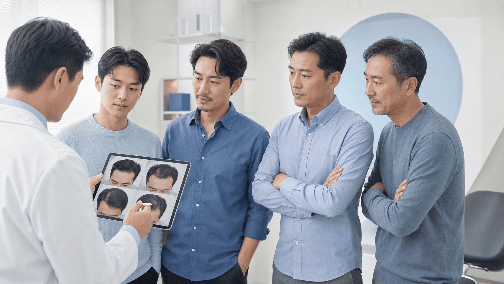 不同年齡亞洲男士接受髮線與供髮區專業評估
